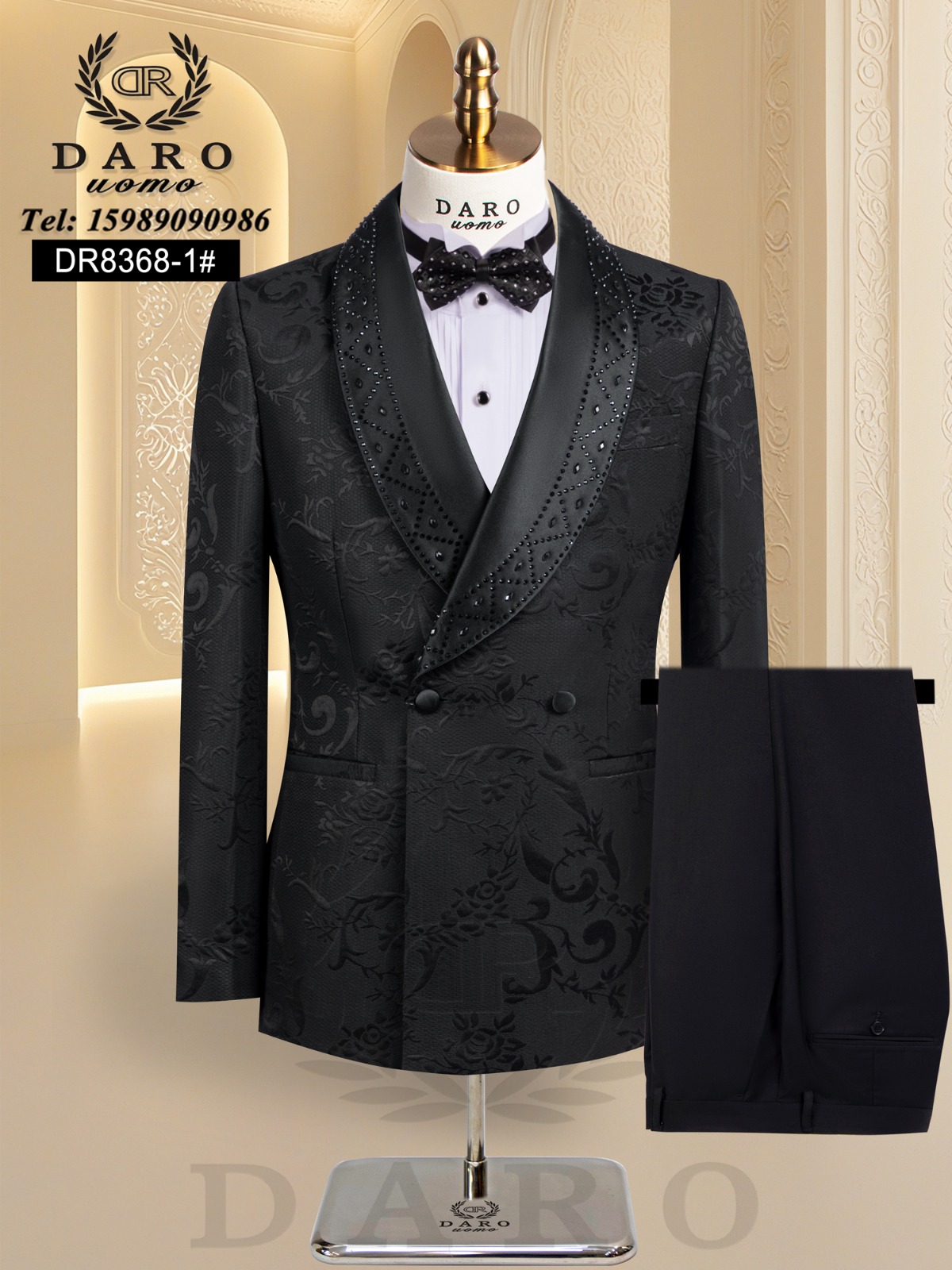 Mario Casas Luxury Crystal-Embellished Shawl Lapel Tuxedo image 5
